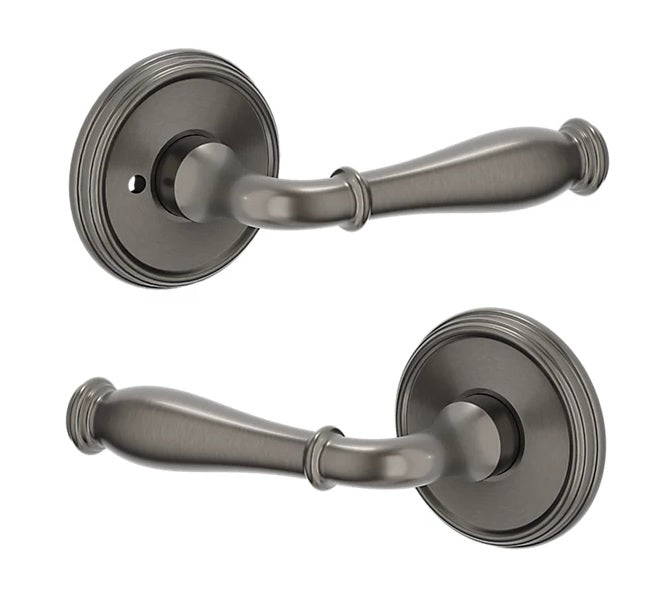 The Baldwin Estate L034 Nashville Lever with 5078 Rosette in Graphite Nickel finish.