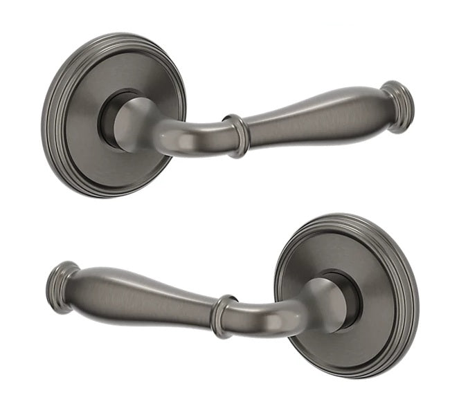The Baldwin Estate L034 Nashville Lever with 5078 Rosette in Graphite Nickel finish.