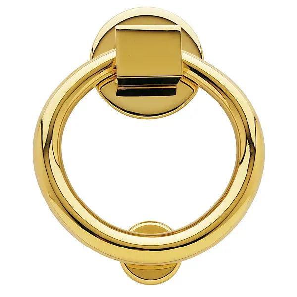 The Baldwin Estate 0195 Ring Door Knocker in Lifetime Polished Brass finish