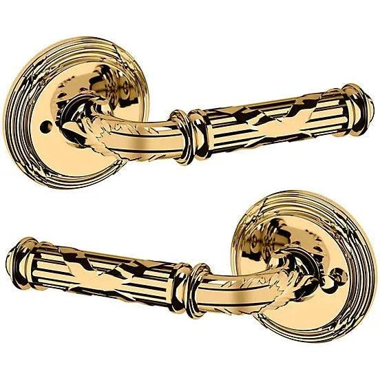 Baldwin Estate 5122 Privacy Lever with 5022 Rosette in Lifetime Polished Brass finish