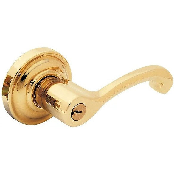 Baldwin Estate 5245 Keyed Classic Right Handed Lever with Classic Rosette in Lifetime Polished Brass finish
