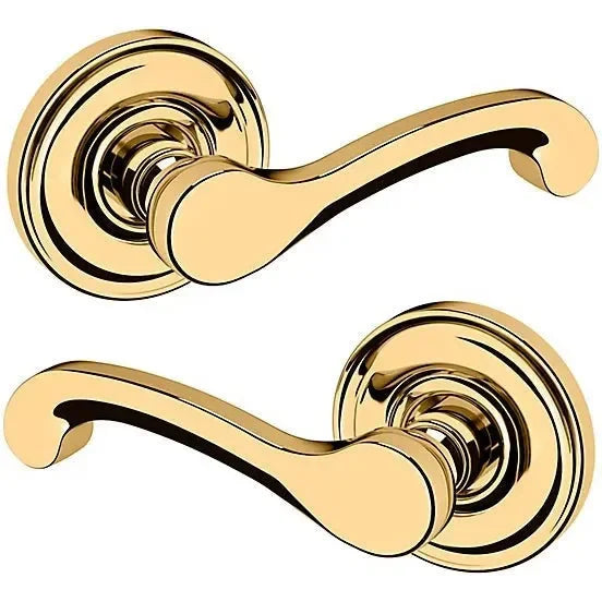 Baldwin Estate 5445V Full Dummy Lever with 5048 Rosette in Lifetime Polished Brass finish