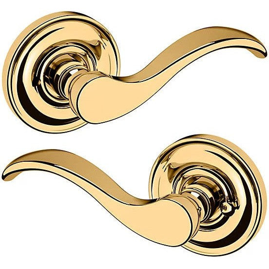 Baldwin Estate 5455V Privacy Lever with 5048 Rosette in Lifetime Polished Brass finish