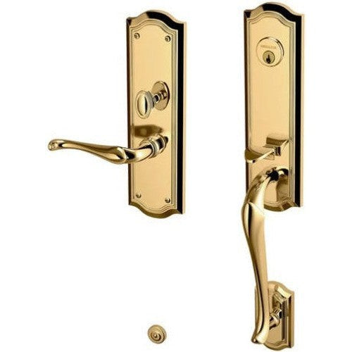 Baldwin Estate Bethpage Mortise Handleset Trim with Interior Lever in Lifetime Polished Brass finish