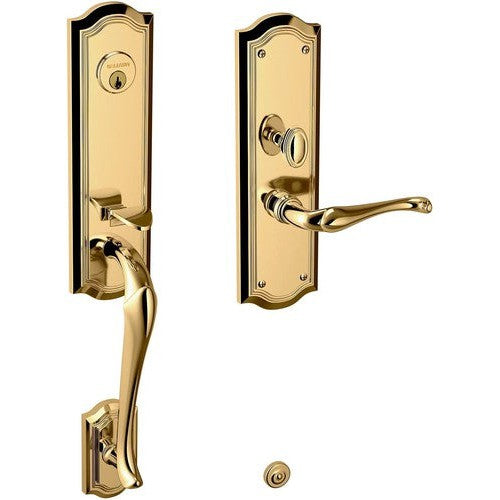 Baldwin Estate Bethpage Mortise Handleset Trim with Interior Lever in Lifetime Polished Brass finish