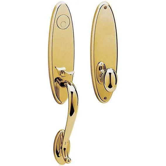 Baldwin Estate Blakely Single Cylinder Handleset with Interior 5025 Egg Knob in Lifetime Polished Brass finish