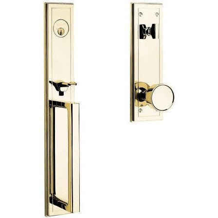 Baldwin Estate Hollywood Hills Single Cylinder Full Handleset with Interior K008 Knob in Lifetime Polished Brass finish