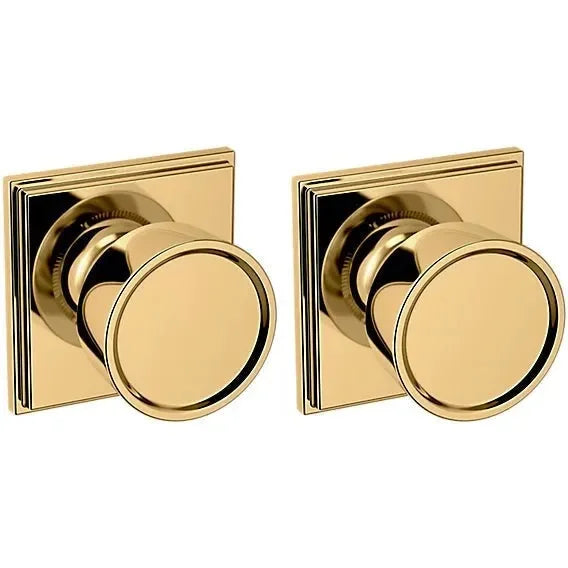 Baldwin Estate K007 Hollywood Hills Full Dummy Knob with R050 Rosette in Lifetime Polished Brass finish