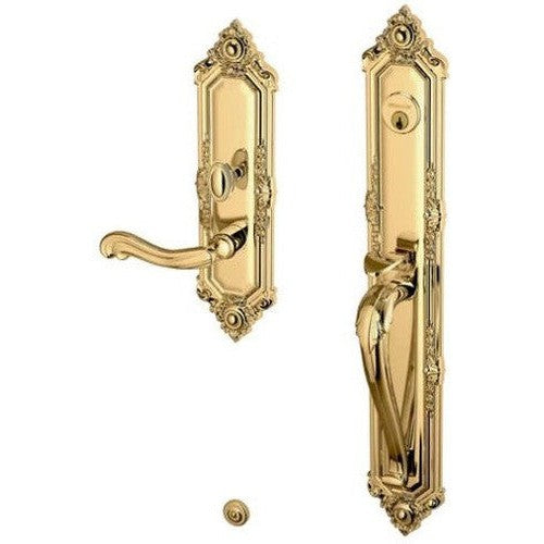 Baldwin Estate Kensington Mortise Handleset Entrance Trim with Interior 5108 Lever in Lifetime Polished Brass finish