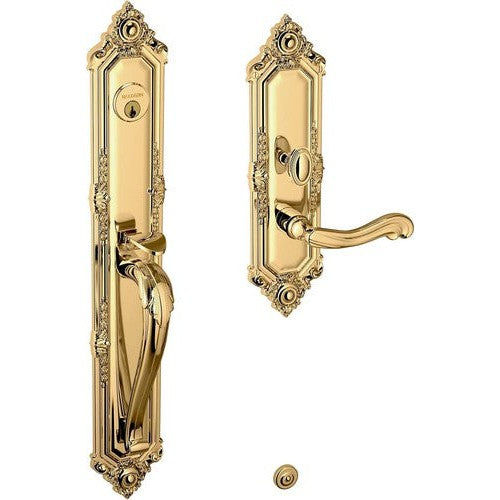 Baldwin Estate Kensington Mortise Handleset Entrance Trim with Interior 5108 Lever in Lifetime Polished Brass finish