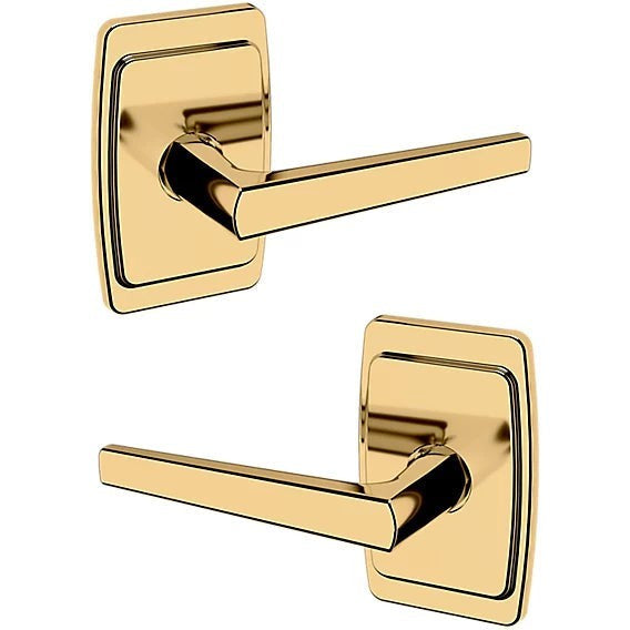 Baldwin Estate L024 Full Dummy Lever with R046 Rosette in Lifetime Polished Brass finish