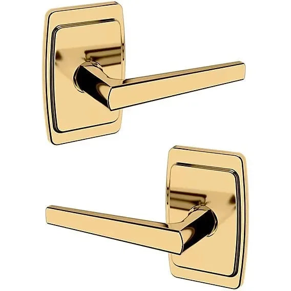 Baldwin Estate L024 Full Dummy Lever with R046 Rosette in Lifetime Polished Brass finish