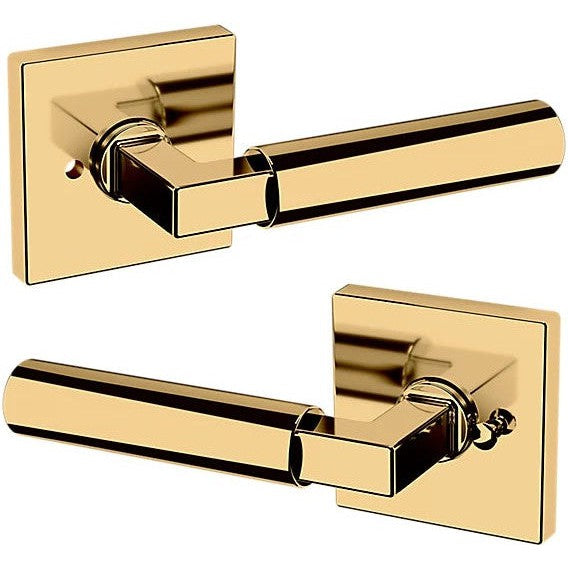 Baldwin Estate L029 Gramercy Privacy Lever with R017 Rosette in Lifetime Polished Brass finish