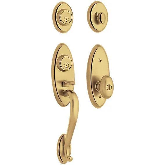 Baldwin Estate Landon Single Cylinder 2-Point Lock Handleset With Interior 5225 Egg Knob in Lifetime Polished Brass finish