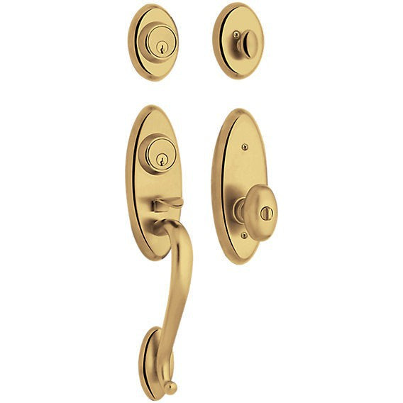 Baldwin Estate Landon Single Cylinder 2-Point Lock Handleset With Interior 5225 Egg Knob in Lifetime Polished Brass finish