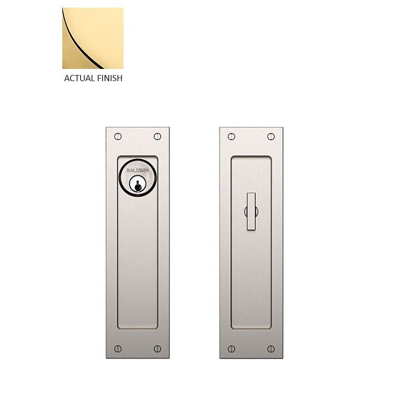 Baldwin Estate Santa Monica Keyed Entry Large Pocket Door Set in Lifetime Polished Brass finish