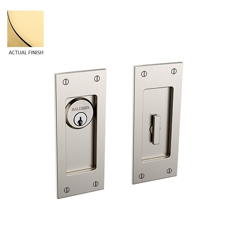 Baldwin Estate Santa Monica Keyed Entry Small Pocket Door Set in Lifetime Polished Brass finish