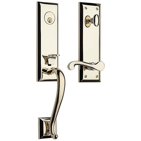 Baldwin Estate Stonegate Single Cylinder Handleset with Interior 5445V Classic Lever in Lifetime Polished Brass finish