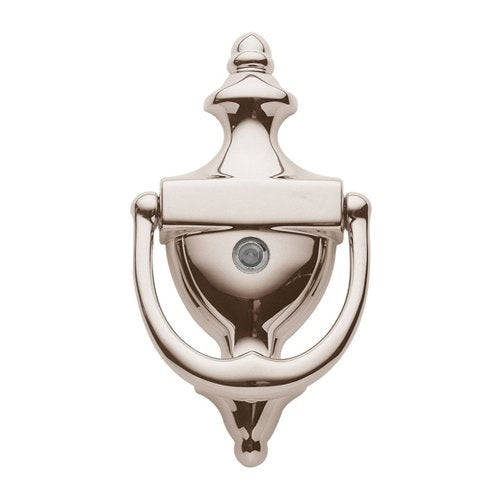 Baldwin Estate 0103 Colonial Door Knocker with Observascope in Lifetime Polished Nickel finish