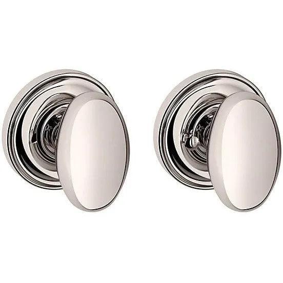 Baldwin Estate 5025 Privacy Knob with 5048 Rosette in Lifetime Polished Nickel finish