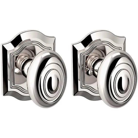 Baldwin Estate 5077 Bethpage Privacy Knob with R027 Rosette in Lifetime Polished Nickel finish