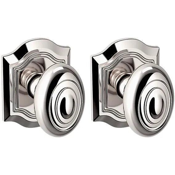 Baldwin Estate 5077 Bethpage Full Dummy Knob with R027 Rosette in Lifetime Polished Nickel finish