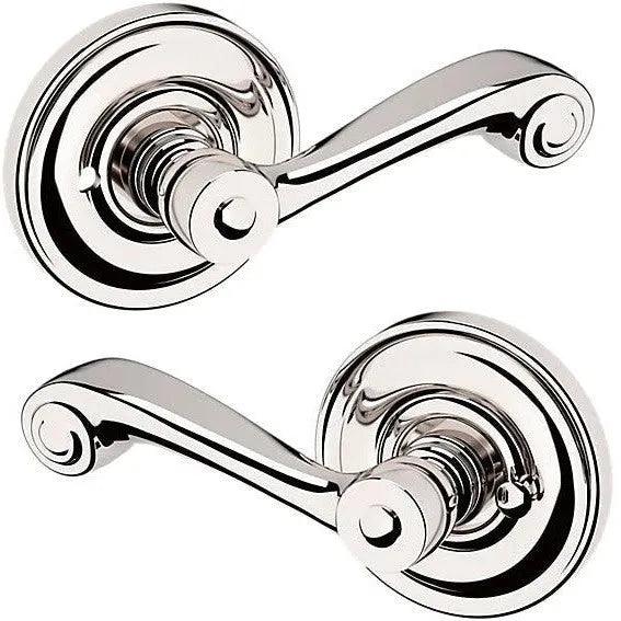 Baldwin Estate 5103 Privacy Lever with 5048 Rosette in Lifetime Polished Nickel finish