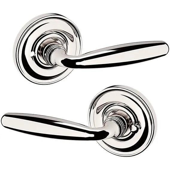 Baldwin Estate 5106 Privacy Lever with 5048 Rosette in Lifetime Polished Nickel finish