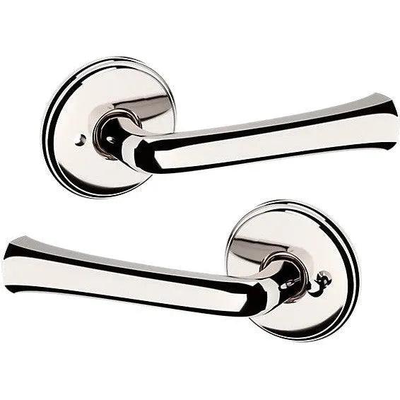 Baldwin Estate 5112 Privacy Lever with 5075 Rosette in Lifetime Polished Nickel finish