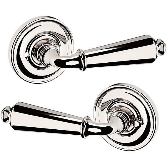 Baldwin Estate 5125 Privacy Lever with 5048 Rosette in Lifetime Polished Nickel finish