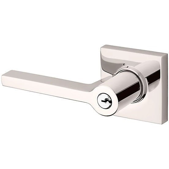 Baldwin Estate 5285 Keyed Square Left Handed Lever with Square Rosette in Lifetime Polished Nickel finish