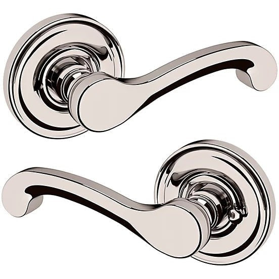 Baldwin Estate 5445V Privacy Lever with 5048 Rosette in Lifetime Polished Nickel finish