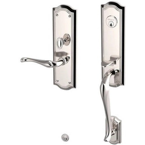 Baldwin Estate Bethpage Mortise Handleset Trim with Interior Lever in Lifetime Polished Nickel finish