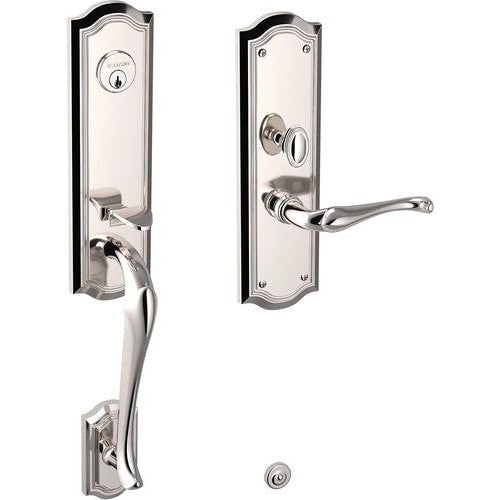 Baldwin Estate Bethpage Mortise Handleset Trim with Interior Lever in Lifetime Polished Nickel finish