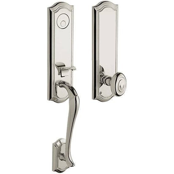 Baldwin Estate Bethpage Single Cylinder Handleset with Interior 5077 Knob in Lifetime Polished Nickel finish