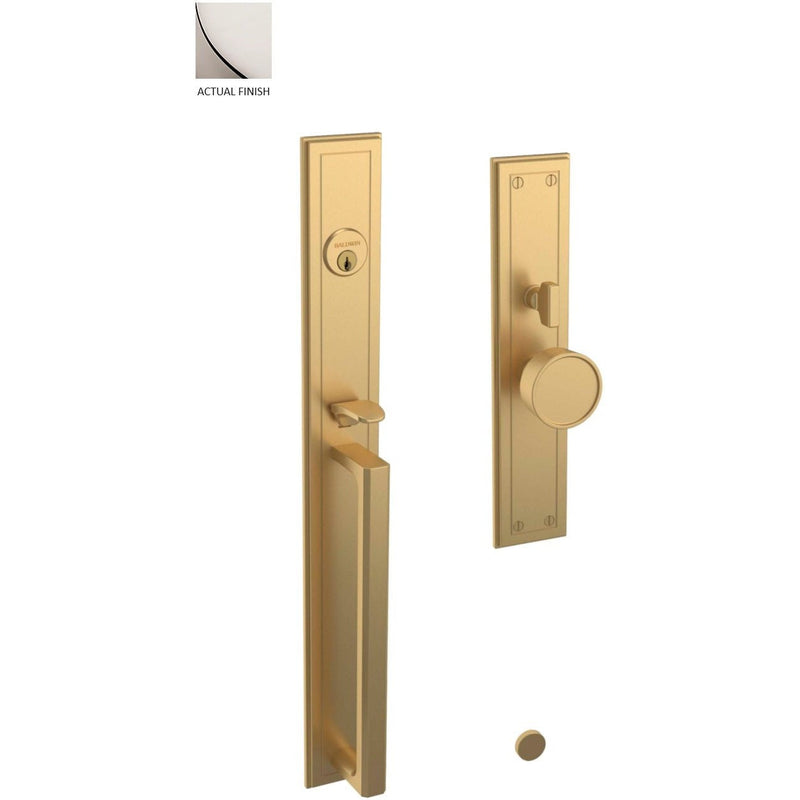 Baldwin Estate Hollywood Hills Mortise Handleset Entrance Trim with Interior K008 Knob in Lifetime Polished Nickel finish