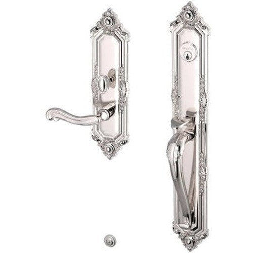 Baldwin Estate Kensington Mortise Handleset Entrance Trim with Interior 5108 Lever in Lifetime Polished Nickel finish