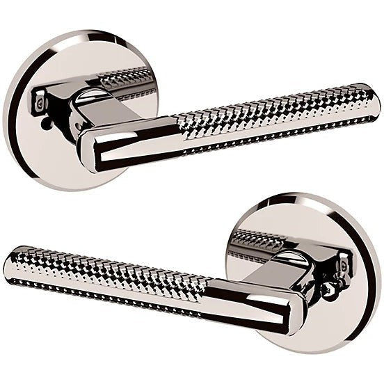 Baldwin Estate L015 Privacy Lever with R016 Rosette in Lifetime Polished Nickel finish