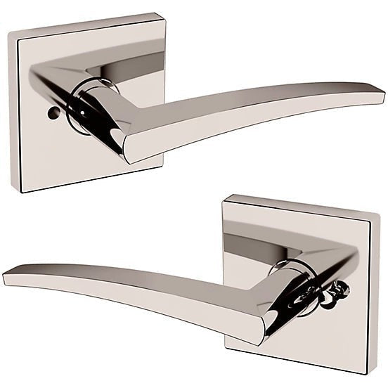 Baldwin Estate L022 Privacy Lever with R017 Rosette in Lifetime Polished Nickel finish