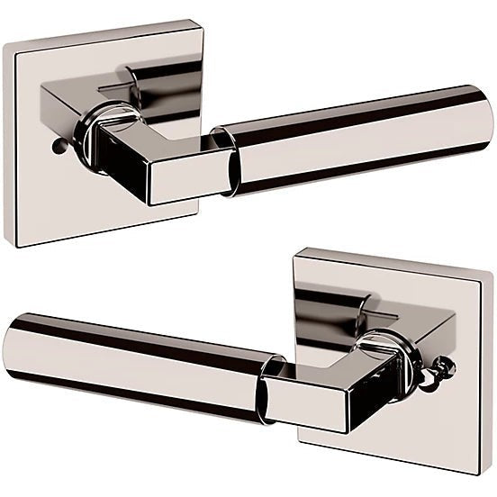 Baldwin Estate L029 Gramercy Privacy Lever with R017 Rosette in Lifetime Polished Nickel finish