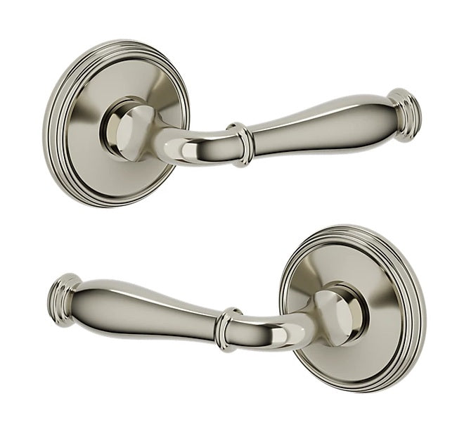 The Baldwin Estate L034 Nashville Lever with 5078 Rosette in Lifetime Polished Nickel finish.