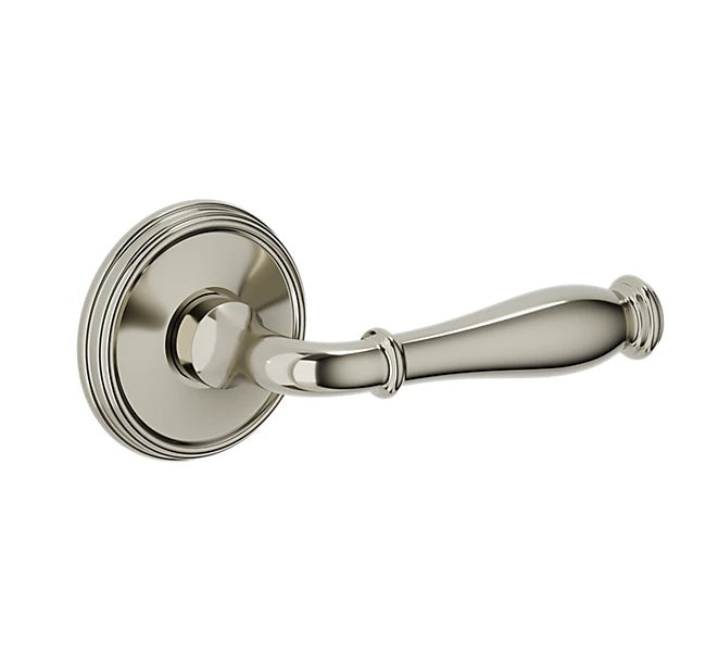 The Baldwin Estate L034 Nashville Lever with 5078 Rosette in Lifetime Polished Nickel finish.