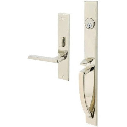 Baldwin Estate Lakeshore Mortise Handleset Entrance Trim with Interior 5162 Lever in Lifetime Polished Nickel finish