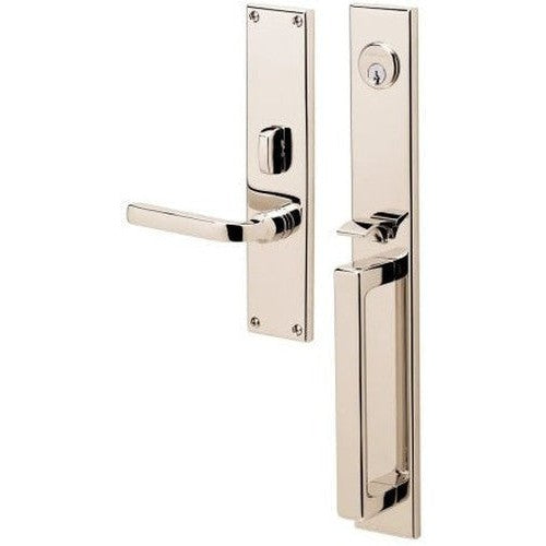 Baldwin Estate Minneapolis Mortise Handleset Entrance Trim with Interior 5162 Lever in Lifetime Polished Nickel finish