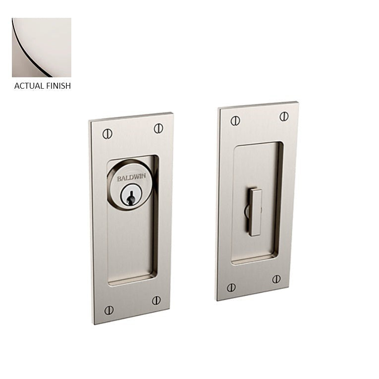 Baldwin Estate Santa Monica Keyed Entry Small Pocket Door Set in Lifetime Polished Nickel finish