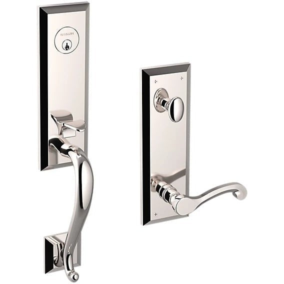 Baldwin Estate Stonegate Single Cylinder Handleset with Interior 5445V Classic Lever in Lifetime Polished Nickel finish