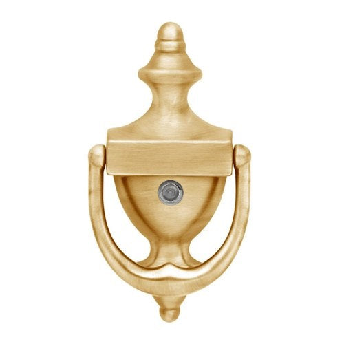 Baldwin Estate 0103 Colonial Door Knocker with Observascope in Lifetime Satin Brass finish