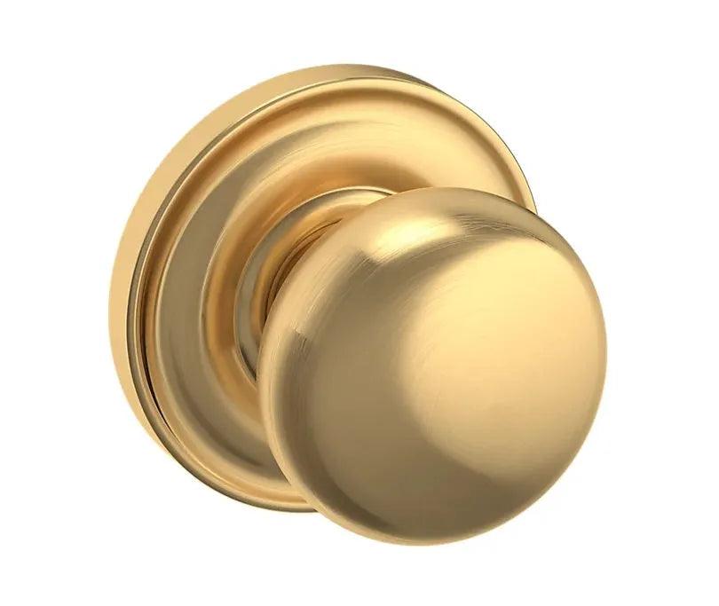 The Baldwin Estate 5000 Baltimore (2") Knob with 5048 Rosette in Lifetime Satin Brass finish.