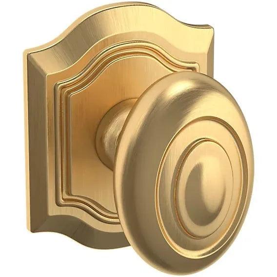 Baldwin Estate 5077 Bethpage Half Dummy Knob with R027 Rosette in Lifetime Satin Brass finish