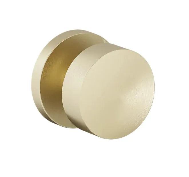 The Baldwin Estate 5079 Minneapolis Knob (2 3/8") with 5046 Rosette in Lifetime Satin Brass finish.